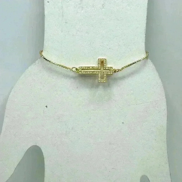 Gold Hollow Cross Woman’s Adjustable Bracelet - Picture 4 of 6